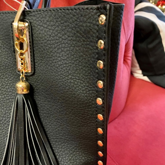 Black shopper tote with gold studs - Picture 5 of 8